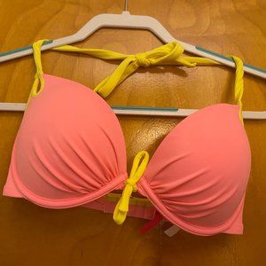 Victoria Secret bathing suit top- coral/peach and yellow halter top!